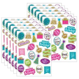 Teacher Created Resources® Confetti Happy Birthday Stickers, 120 Per Pack, 12 Packs