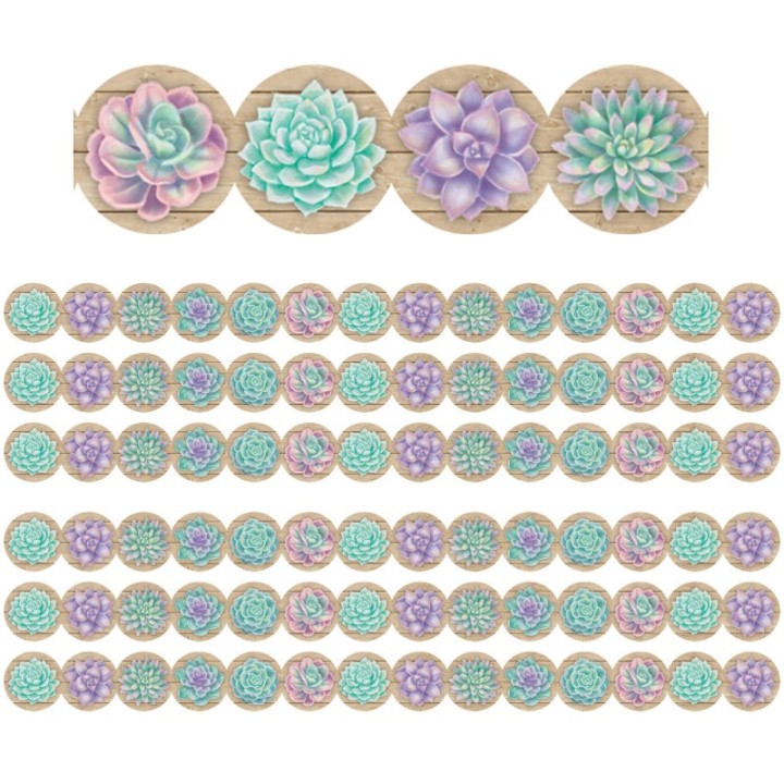 Teacher Created Resources® Rustic Bloom Succulents Die-Cut Border Trim, 35 Feet Per Pack, 6 Packs