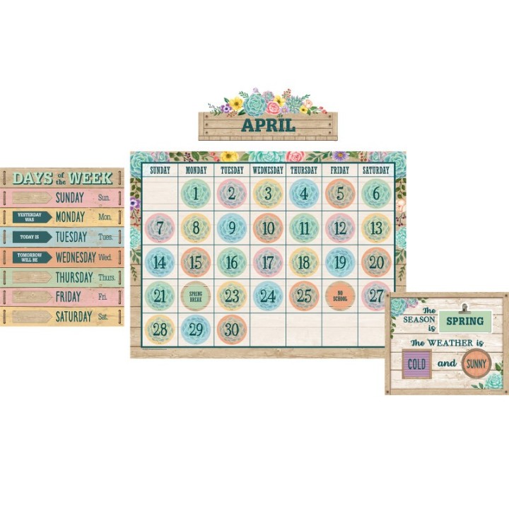 Teacher Created Resources® Rustic Bloom Calendar Bulletin Board Set