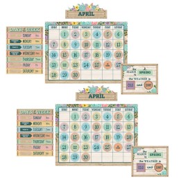 Teacher Created Resources® Rustic Bloom Calendar Bulletin Board Set, 2 Sets