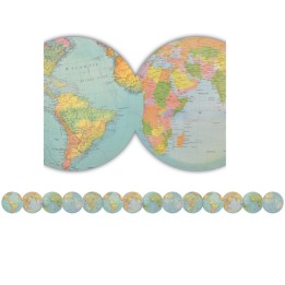 Teacher Created Resources® Travel the Map Globes Die-Cut Border Trim, 35 Feet