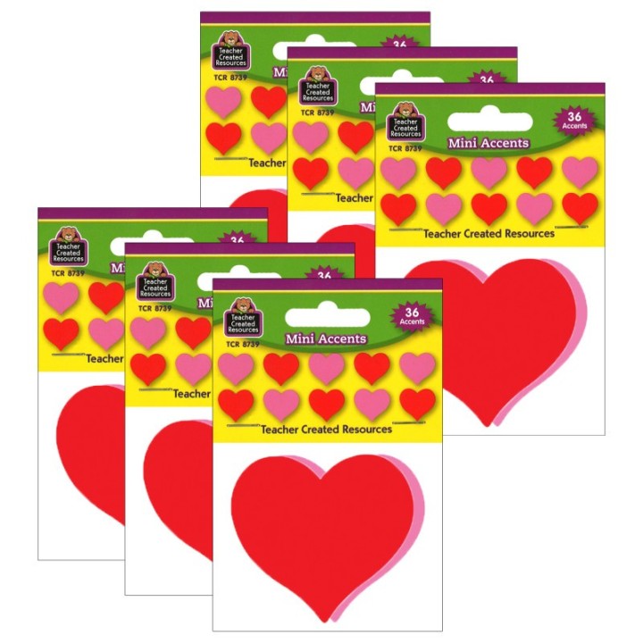Teacher Created Resources® Hearts Mini Accents, 36 Per Pack, 6 Packs