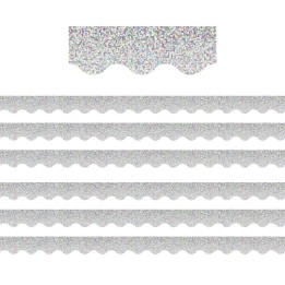 Teacher Created Resources® Silver Sparkle Scalloped Border Trim, 35 Feet Per Pack, 6 Packs
