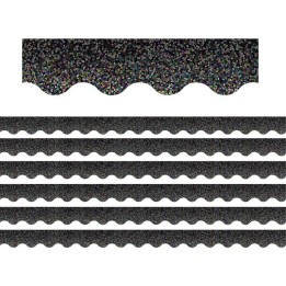 Teacher Created Resources® Black Sparkle Scalloped Border Trim, 35 Feet Per Pack, 6 Packs