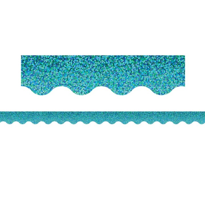 Teacher Created Resources® Teal Sparkle Scalloped Border Trim, 35 Feet