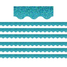 Teacher Created Resources® Teal Sparkle Scalloped Border Trim, 35 Feet Per Pack, 6 Packs