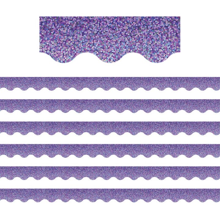 Teacher Created Resources® Purple Sparkle Scalloped Border Trim, 35 Feet Per Pack, 6 Packs