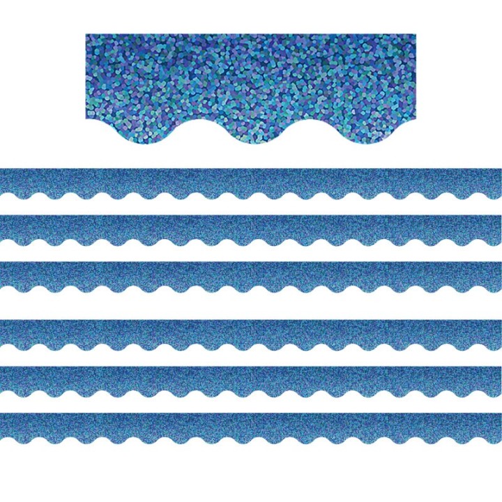Teacher Created Resources® Blue Sparkle Scalloped Border Trim, 35 Feet Per Pack, 6 Packs