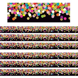 Teacher Created Resources® Colorful Confetti on Black Straight Border Trim, 35 Feet Per Pack, 6 Packs