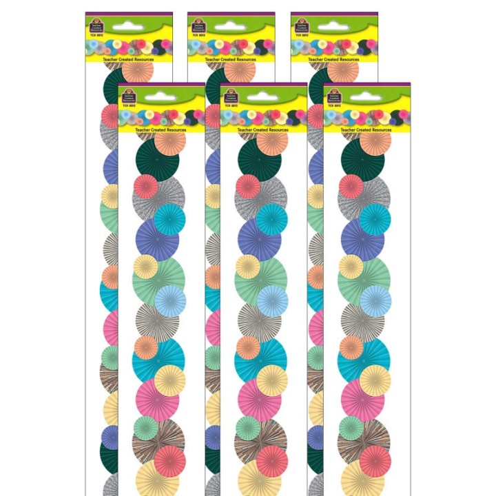 Teacher Created Resources® Home Sweet Classroom Fans Die-Cut Border Trim, 34 Feet Per Pack, 6 Packs
