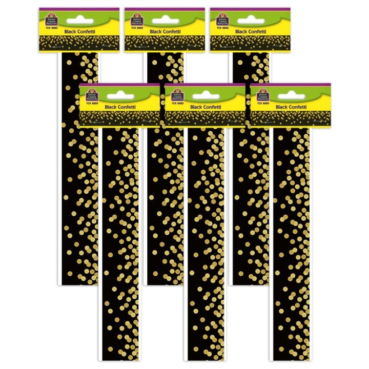 Teacher Created Resources® Black Confetti Straight Border Trim, 35 Feet Per Pack, 6 Packs
