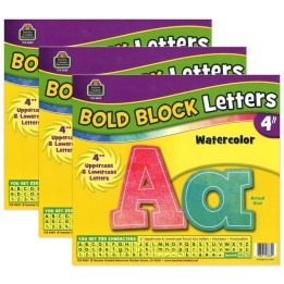Teacher Created Resources® Watercolor Bold Block 4" Letters Combo Pack, 3 Packs