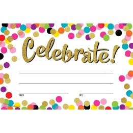 Teacher Created Resources® Confetti Celebrate! Awards, 8.5" x 5.5", Pack of 25