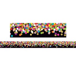 Teacher Created Resources® Colorful Confetti on Black Straight Rolled Border Trim, 50 Feet