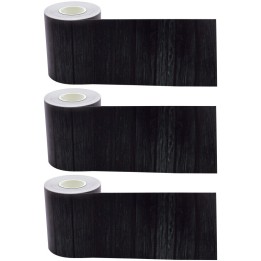 Teacher Created Resources® Black Wood Straight Rolled Border Trim, 50 Feet Per Roll, Pack of 3