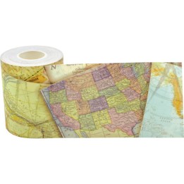 Teacher Created Resources® Travel the Map Straight Rolled Border Trim, 50 Feet