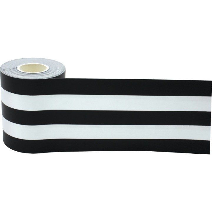 Teacher Created Resources® Black & White Stripes Straight Rolled Border Trim, 50 Feet