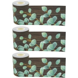 Teacher Created Resources® Eucalyptus Straight Rolled Border Trim, 50 Feet Per Roll, Pack of 3