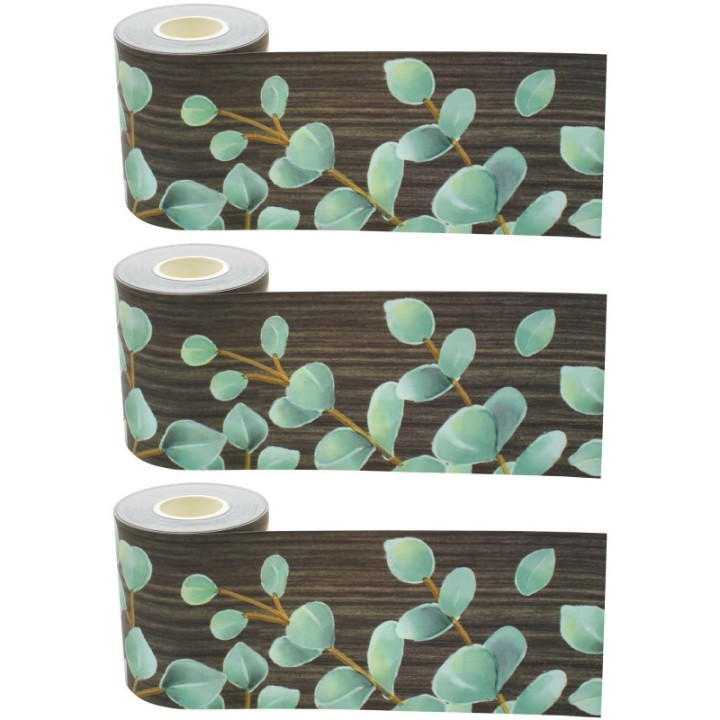 Teacher Created Resources® Eucalyptus Straight Rolled Border Trim, 50 Feet Per Roll, Pack of 3