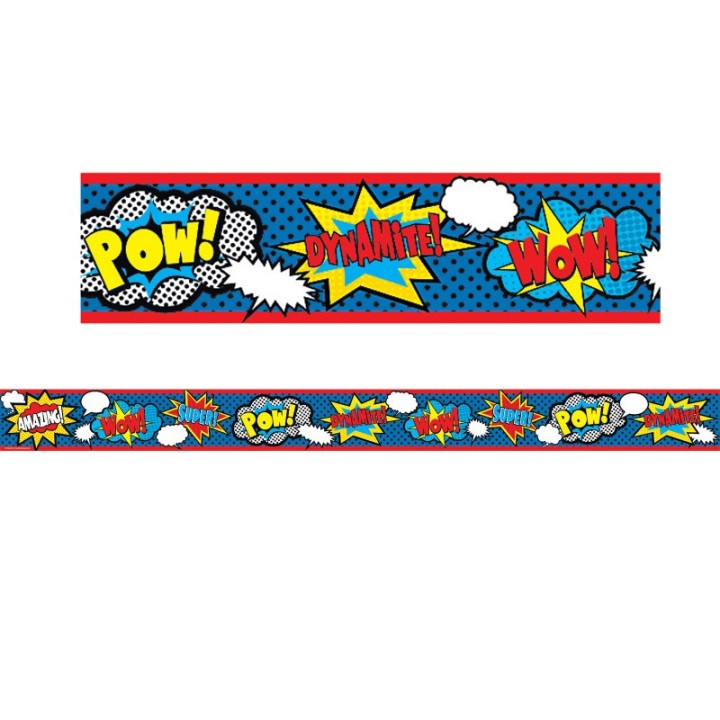 Teacher Created Resources® Superhero Straight Rolled Border Trim, 50 Feet