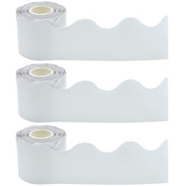 Teacher Created Resources® White Scalloped Rolled Border Trim, 50 Feet Per Roll, Pack of 3