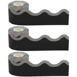 Teacher Created Resources® Modern Farmhouse Black with Gray Scalloped Rolled Border Trim, 50 Feet Per Roll, Pack of 3
