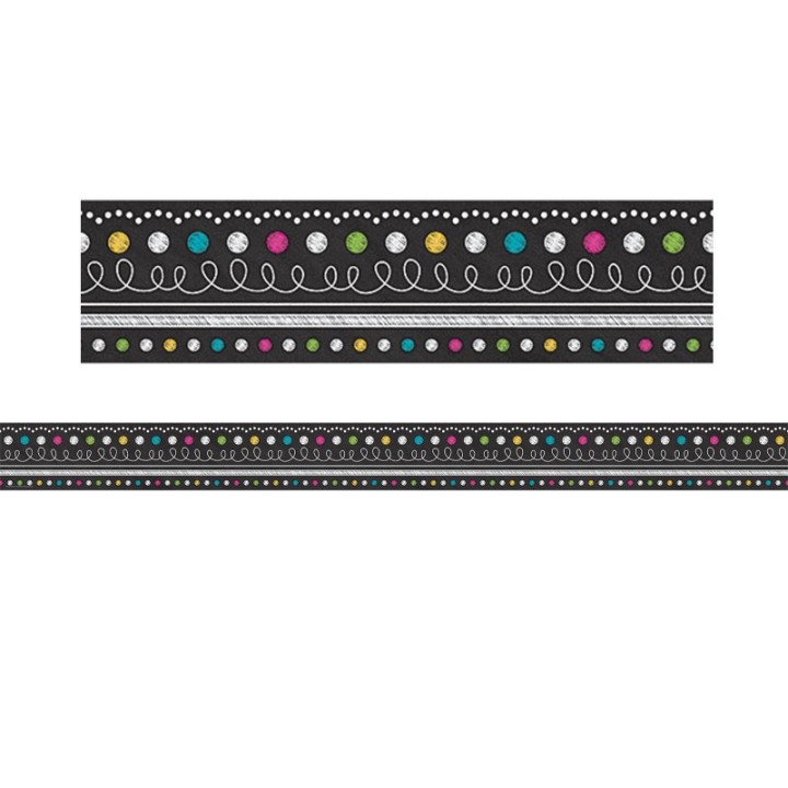 Teacher Created Resources® Chalkboard Brights Straight Rolled Border Trim, 50 Feet