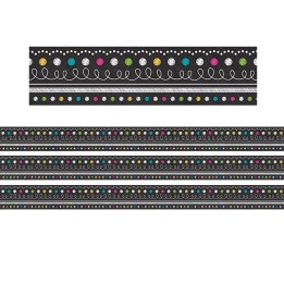 Teacher Created Resources® Chalkboard Brights Straight Rolled Border Trim, 50 Feet Per Roll, 3 Rolls