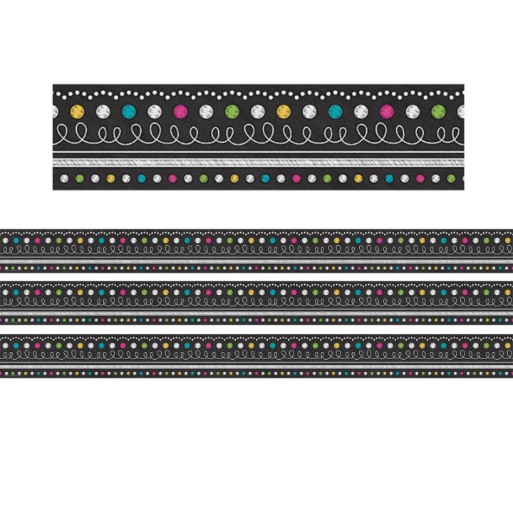 Teacher Created Resources® Chalkboard Brights Straight Rolled Border Trim, 50 Feet Per Roll, 3 Rolls