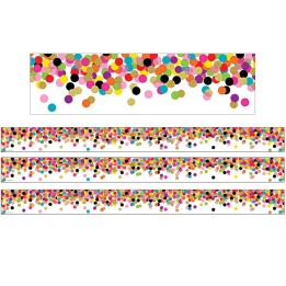 Teacher Created Resources® Confetti Straight Rolled Border Trim, 50 Feet Per Roll, 3 Rolls
