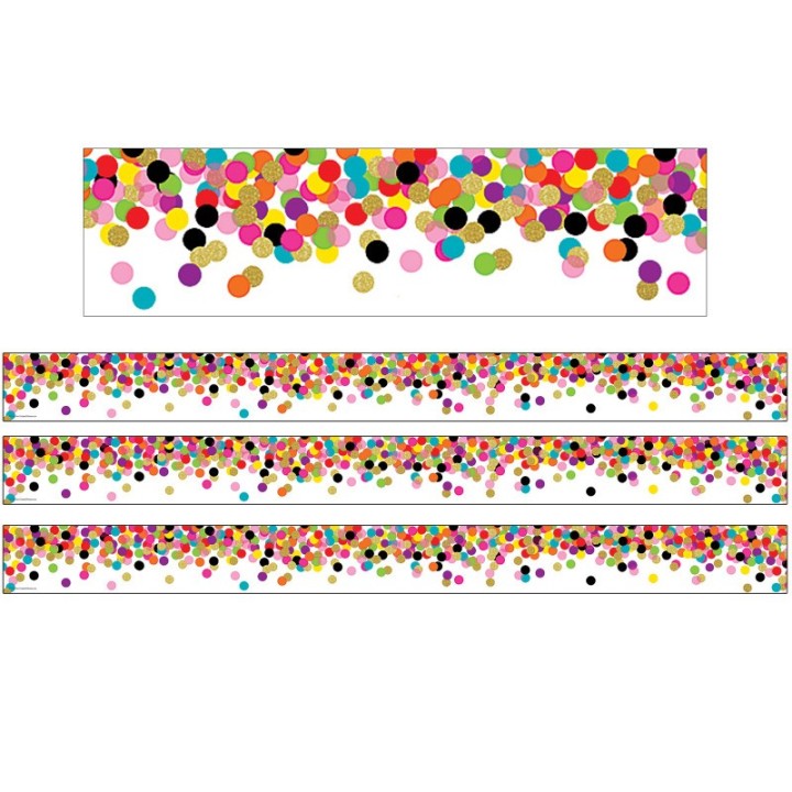 Teacher Created Resources® Confetti Straight Rolled Border Trim, 50 Feet Per Roll, 3 Rolls