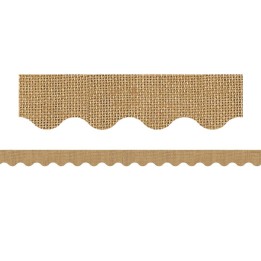 Teacher Created Resources® Burlap Design Scalloped Rolled Border Trim, 50 Feet