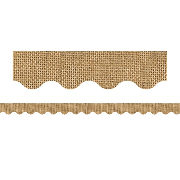 Teacher Created Resources® Burlap Design Scalloped Rolled Border Trim, 50 Feet