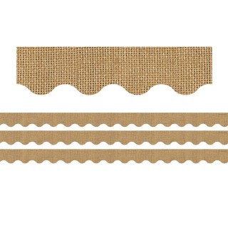 Teacher Created Resources® Burlap Design Scalloped Rolled Border Trim, 50 Feet Per Roll, 3 Rolls