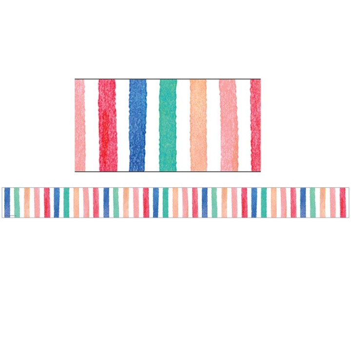 Teacher Created Resources® Watercolor Stripes Straight Border Trim, 35 Feet
