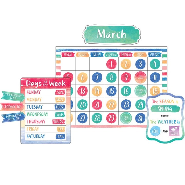 Teacher Created Resources® Watercolor Calendar Bulletin Board Display Set