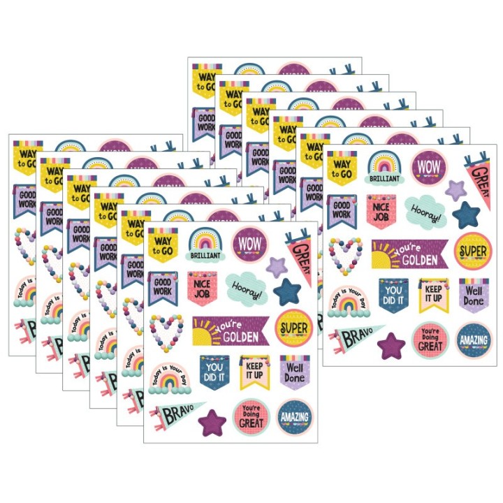 Teacher Created Resources® Oh Happy Day Stickers, 120 Stickers Per Pack, 12 Packs