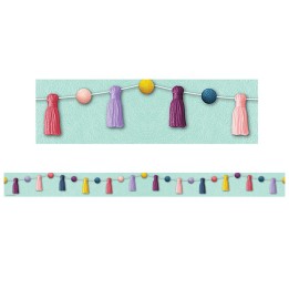 Teacher Created Resources® Oh Happy Day Pom-Poms and Tassels Straight Border Trim, 35 Feet