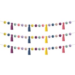 Teacher Created Resources® Pom-Poms and Tassels Garland, Pack of 3