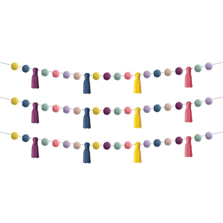 Teacher Created Resources® Pom-Poms and Tassels Garland, Pack of 3