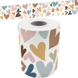 Teacher Created Resources® Everyone Is Welcome Hearts Straight Rolled Border Trim, 50 Feet