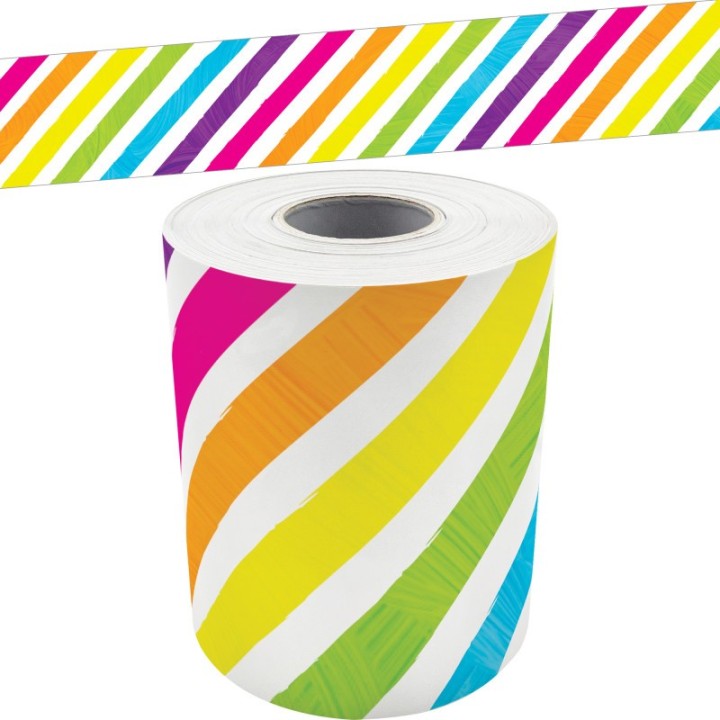 Teacher Created Resources® Brights 4Ever Stripes Straight Rolled Border Trim, 50 Feet