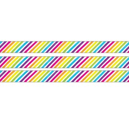 Teacher Created Resources® Brights 4Ever Stripes Straight Rolled Border Trim, 50 Feet, 3 Rolls