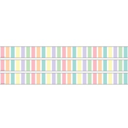 Teacher Created Resources® Pastel Pop Stripes Straight Rolled Border Trim, 50 Feet, 3 Rolls
