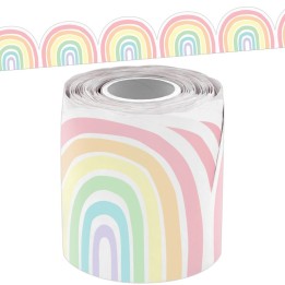Teacher Created Resources® Pastel Pop Rainbows Die-Cut Rolled Border Trim, 50 Feet