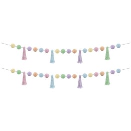 Teacher Created Resources® Pastel Pop Pom-Poms and Tassels Garland, 60", Pack of 2