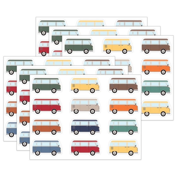 Teacher Created Resources® Moving Mountains Road Trip Camper Vans Mini Accents, 36 Per Pack, 6 Packs