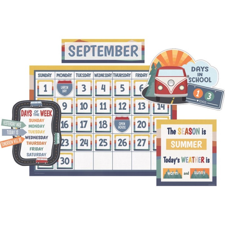 Teacher Created Resources® Moving Mountains Road Trip Calendar Bulletin Board Set, 110 Pieces
