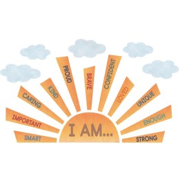 Teacher Created Resources® Moving Mountains Road Trip Sun Positive Affirmations Bulletin Board Set, 17 Pieces