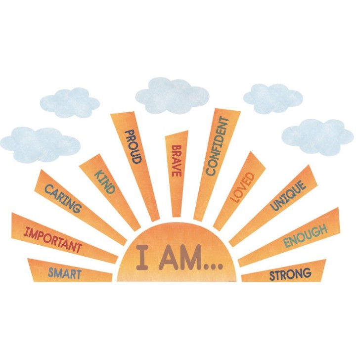 Teacher Created Resources® Moving Mountains Road Trip Sun Positive Affirmations Bulletin Board Set, 17 Pieces